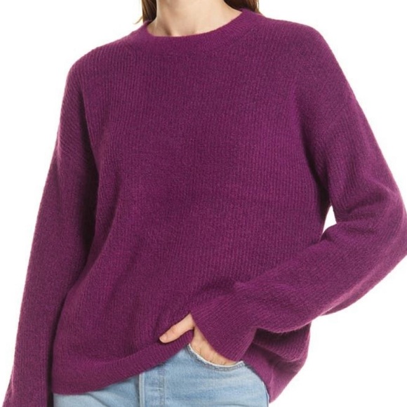Open Edit Crewneck Roomy Soft Purple Sweater - Picture 1 of 7